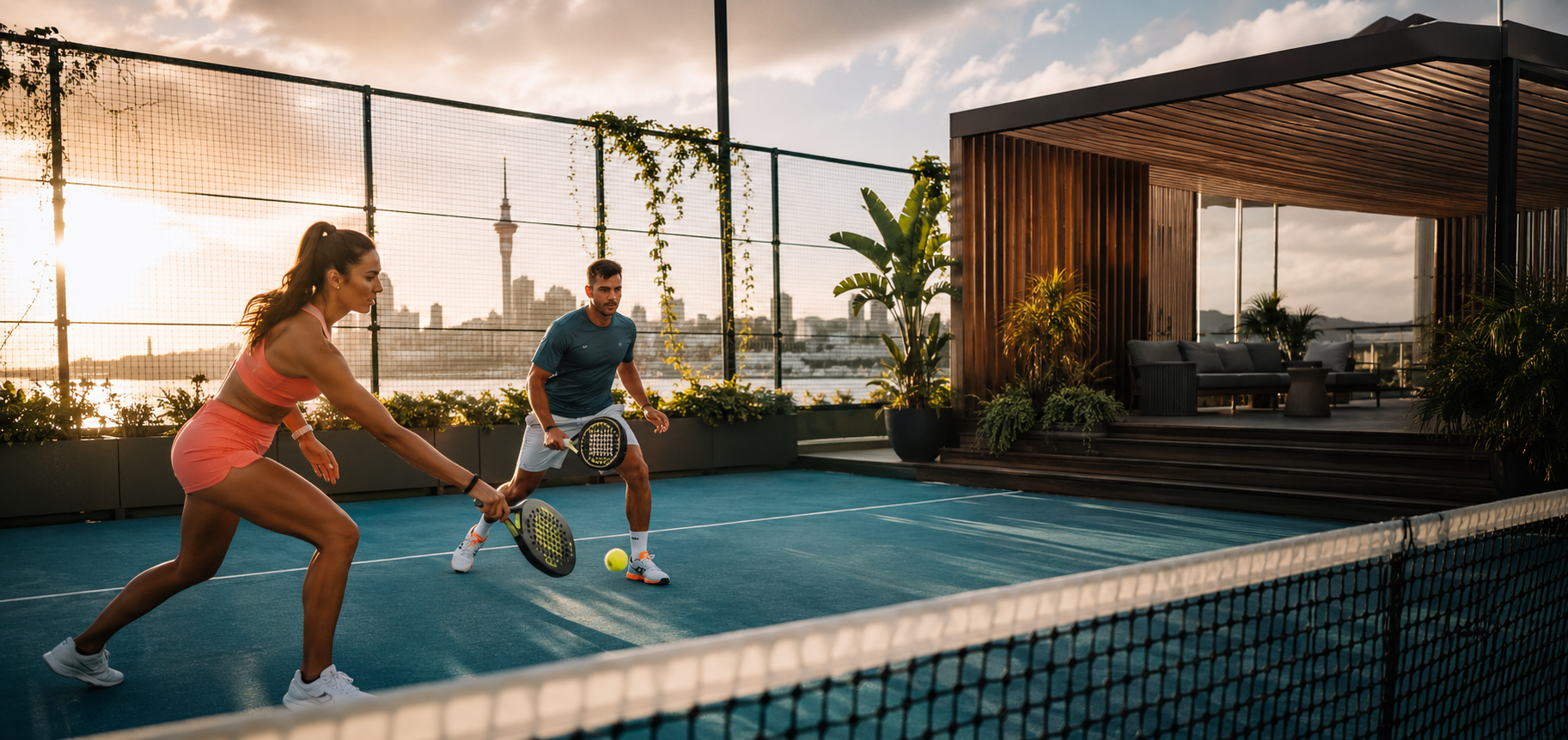 Players enjoying padel at Spinbet Padel in Auckland